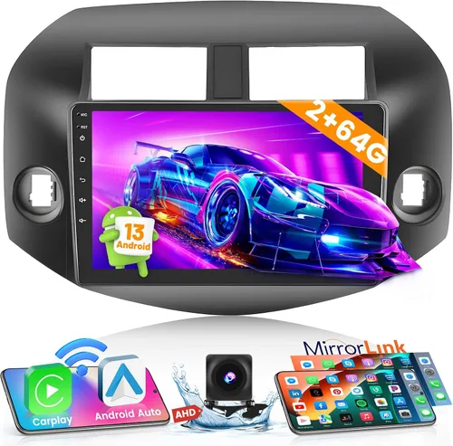 [4+128G] Android 15 Estéreo para automóvil para Toyota RAV4 2007-2012, Hikity 10 pulgadas pantalla táctil en celda RAV4 Radio inalámbrica Carplay
