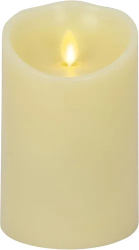 Luminara Vela LED sin llama con borde festoneado, color marfil, 3.5 x 5 pulgadas, pilar de cera real, llama móvil con pilas, con temporizador, sin
