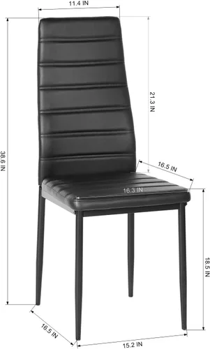 Miniatura 3 de Juego de 4 sillas de comedor de piel sintética, sillas tapizadas con respaldo alto sin brazos con marco de metal, asiento acolchado ergonómico