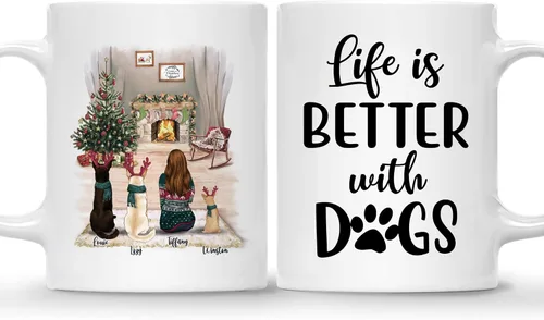 Miniatura 13 de Gossby Taza de café de Navidad personalizada con diseño de perro y mamá, regalo de Navidad personalizado para mujeres con nombre, taza de cerámica