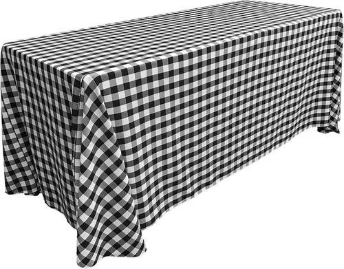 Miniatura 25 de LA Linen Mantel rectangular de poliéster Gingham a cuadros 60 por 84 pulgadas, blanco y verde oscuro