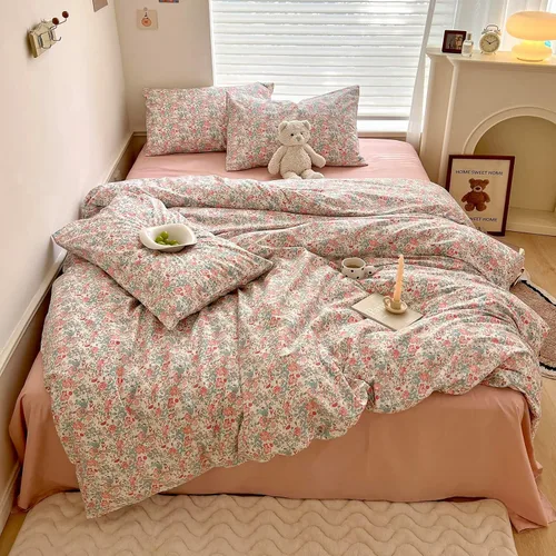 Miniatura 21 de Polka Dot Twin XL Duvet Cover Pink Zipper Twin XL Comforter Cover Cotton Double Gauze Cute Soft Duvet Cover Set with 2 Pillowcases Boho Girls