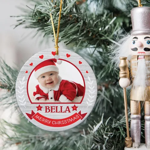 Miniatura 2 de Adorno de Navidad con foto personalizada 2023, adorno de Navidad con nombre del bebé, adorno de Navidad con texto personalizado para bebé, recién