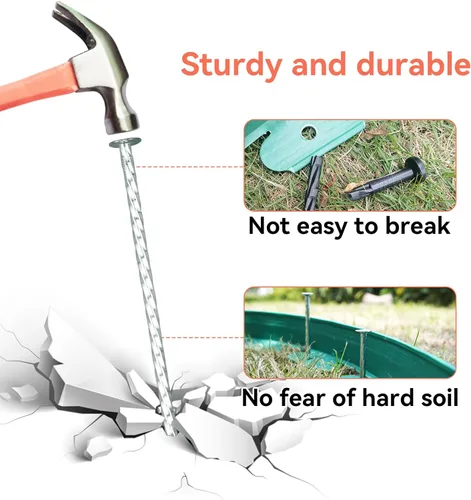 Miniatura 4 de Clavos Espirales para Paisajismo de Servicio Pesado de 8 pulgadas - Estacas de Jardín de Metal Galvanizado Sólido para Fijar Bordes de Adoquines
