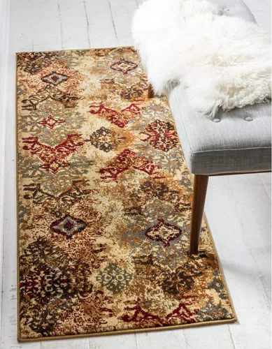 Miniatura 9 de Unique Loom Barista Collection - Alfombra de área - Congencis (2' 2" x 3' 1" Rectángulo, Beige/Azul)