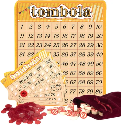 Extguds Juego de bingo de Tombola, Vintage Tombola Italiano, Lotería rusa con número 1-90 para lotería, para hasta 24 jugadores