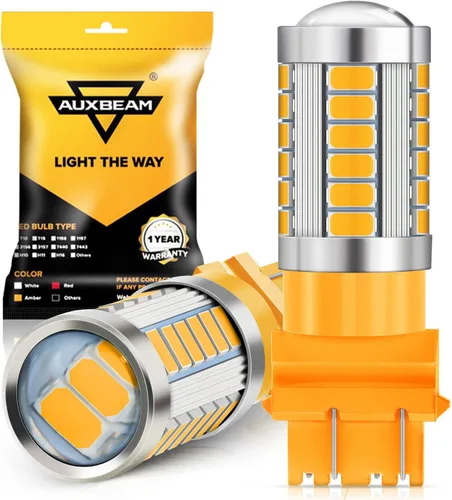 Auxbeam 3157 - Bombillas LED amarillas ámbar, súper brillantes 3156 3057 4157 3457 4057 4114, bombillas de reemplazo para intermitentes delanteros y