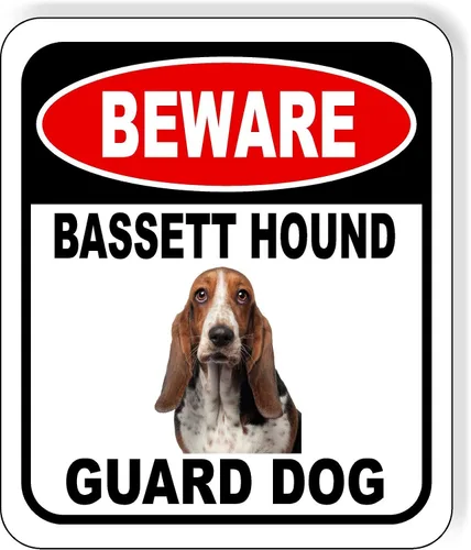 BEWARE BASSETT HOUND GUARD DOG - Letrero compuesto de aluminio para exteriores, 8.5 x 10 pulgadas