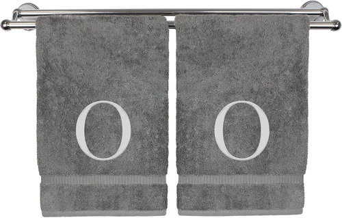 Miniatura 84 de Toalla de mano monogramada, regalo personalizado, juego de 2 - Toalla bordada con letra de bloque dorada - Extra absorbente 100% algodón turco