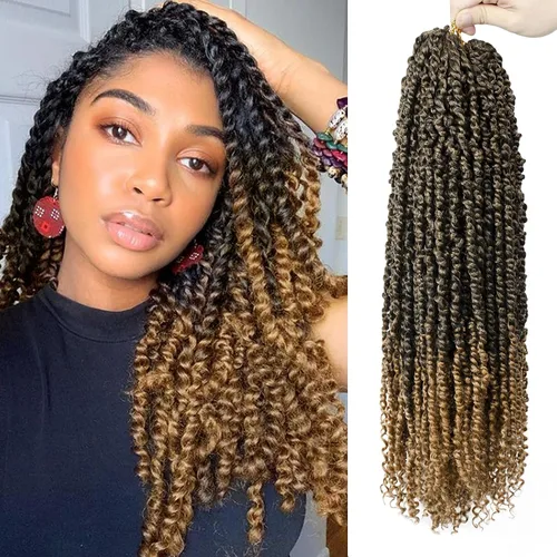 Miniatura 28 de Pelo de Passion Twist – 8 paquetes de 18 pulgadas Passion Twist Crochet para mujeres, cabello rizado pretrenzado Passion Twists extensiones de #2