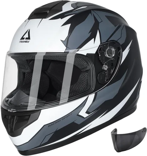 Miniatura 11 de Triangle Casco de moto integral "Graffiti Cross" Street Bike [DOT], M Gris