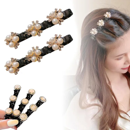 Miniatura 22 de Pinzas de pelo trenzadas con piedra de cristal brillante, pinza para el cabello para mujer, pinzas de pelo corto con pico de pato, clip de pelo