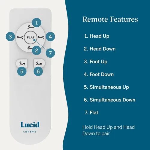 Miniatura 7 de LUCID Base de cama ajustable L300, Bluetooth, aplicación para teléfono, inclinación de cabeza y pies, masaje dual interactivo, control remoto