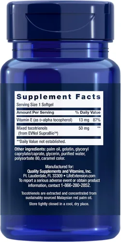 Miniatura 2 de Life Extension Tocotrienoles súper absorbibles, vitamina E como tocoferol D-alfa, tocotrienoles mixtos, apoyo al crecimiento del cabello, función