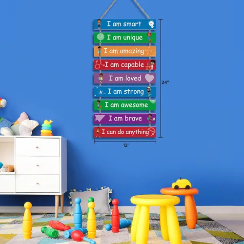Miniatura 2 de Decoración de habitación infantil, juego de 9 piezas de arte de pared para habitación de niños, decoración motivacional de pared para colgar