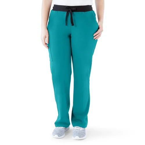 Miniatura 59 de ave. Varick - Pantalón médico de tiro medio para mujer, pierna recta, seis bolsillos, color azul caribeño, talla S