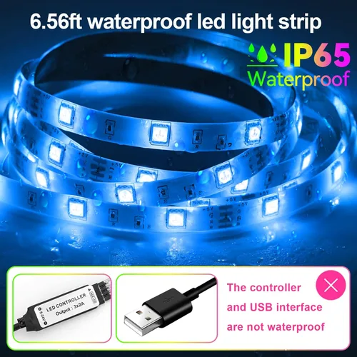 Miniatura 4 de Kit de tiras de luces LED, tira de luces LED RGB de 2 x 6.56 pies para retroiluminación LED de TV de 40 a 60 pulgadas, tira de luz que cambia