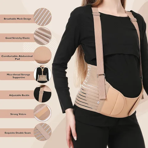 Miniatura 5 de Bandas para el vientre para mujeres embarazadas – Cinturón de maternidad Soporte de embarazo – Carpeta abdominal transpirable, soporte de espalda