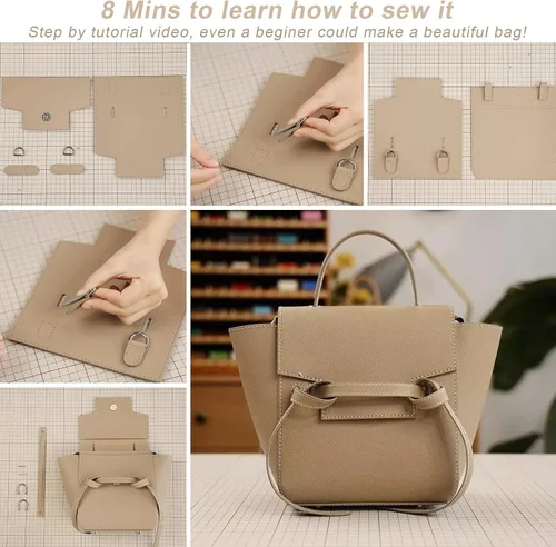Miniatura 4 de POPSEWING Kit de bolsa de cuero para bricolaje, bolsa de cinturón de diseñador para mujer, bolso de hombro para adultos, kit de fabricación