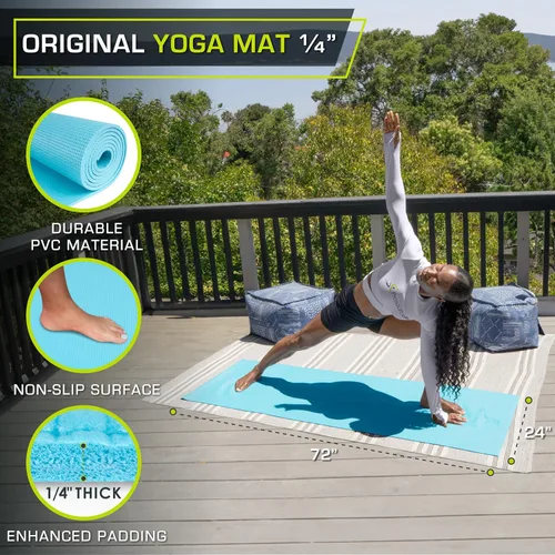Miniatura 2 de ProsourceFit Estera de yoga original para ejercicios de ¼" (6 mm) de grosor para mayor comodidad y estabilidad con correas de transporte