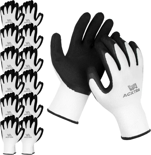 Miniatura 14 de ACKTRA Guantes de trabajo de seguridad de nailon recubierto, 12 pares, muñequera de punto, multiusos, para hombres y mujeres, WG008 poliéster rojo