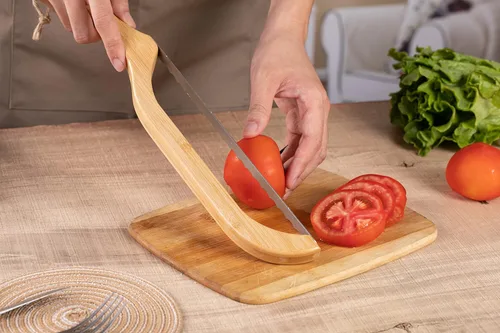 Miniatura 5 de Cortador de pan de arco premium, cuchillo de pan de masa madre con mango de bambú de 15.6 pulgadas, hoja dentada de acero inoxidable de grado