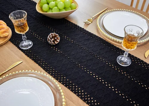 Miniatura 6 de FEXIA Camino de Mesa Negro con Borlas de 72 Pulgadas Macramé Boho Estilo Granja Camino de Mesa para Decoración de Dormitorio y Comedor