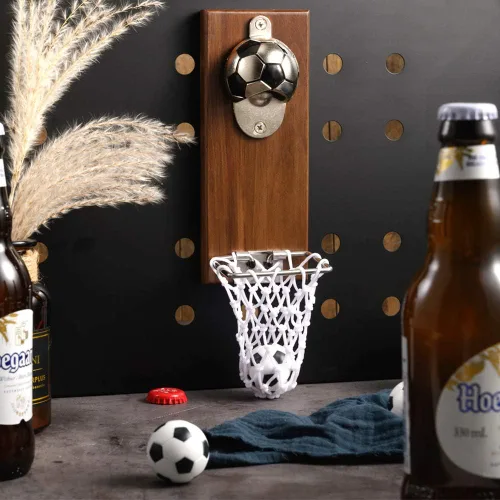 Miniatura 3 de Abrebotellas de fútbol con colector de tapas, abridor de botellas magnético para refrigerador, regalo ideal para fanáticos del fútbol y amantes