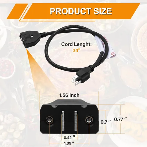 Miniatura 2 de Cable de alimentación magnético de repuesto para freidora eléctrica Masterbuilt XL de 10 litros, piezas y accesorios para freidoras de pavo