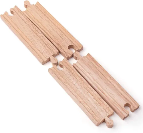 Miniatura 5 de Bigjigs Rail Largas rectas (paquete de 4) - Otras marcas principales de rieles de madera son compatibles