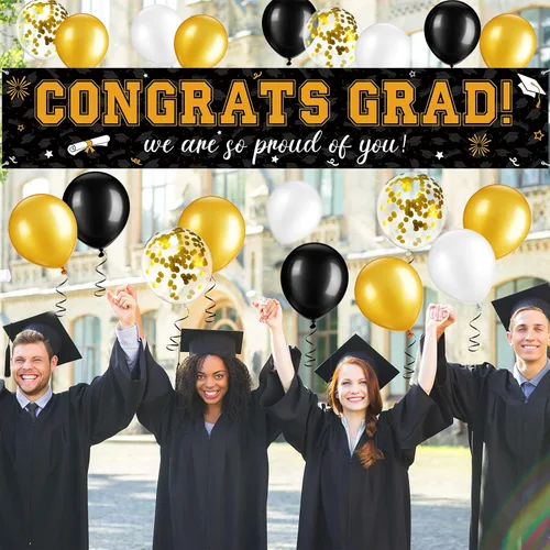 Miniatura 6 de Cartel de graduación de 37 piezas para decoración de globos de clase de 2026, pancarta de felicitaciones graduadas para decoración al aire libre