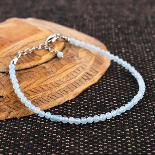 Miniatura 17 de InfinityGemsArt Natural Stone Beads Dainty Bracelet Jewelry for Women, Crystals and Gemstones Birthstone 925 Sterling Silver Chain 8 inch Gifts For