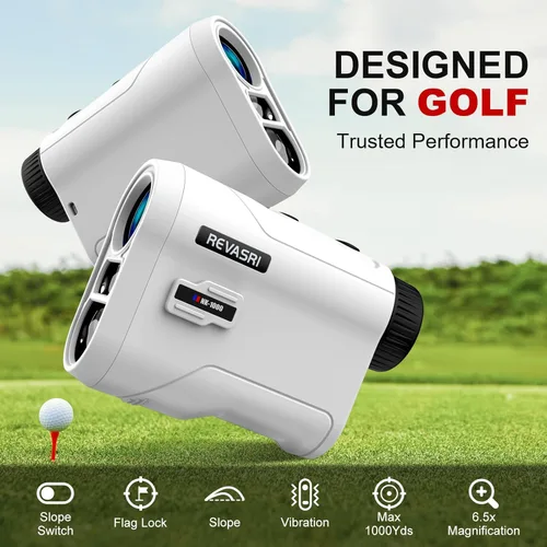 Miniatura 2 de REVASRI Telémetro de golf con vibración de pendiente y bloqueo de pines, interruptor de pendiente externo para torneo de golf legal, telémetros