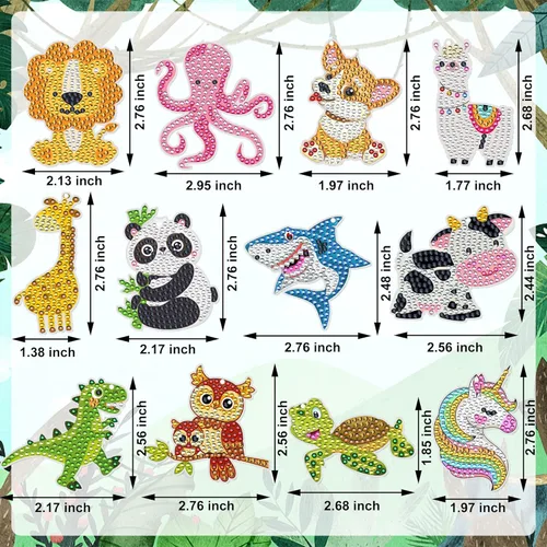 Miniatura 2 de Augisteen Kit de 12 llaveros de pintura de diamantes, adornos artísticos de diamantes de doble cara 5D, llaveros de diamantes DIY, colgantes