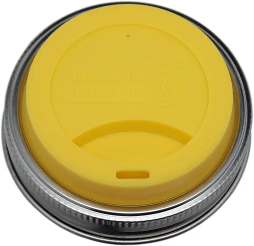 Miniatura 30 de Tapa de silicona para beber con banda de acero inoxidable para tarros Mason (Americana multicolor, boca regular)