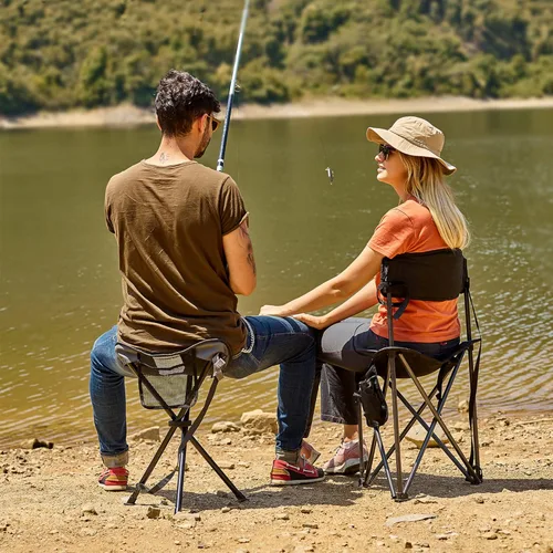 Miniatura 5 de Portal Taburete de trípode plegable alto para acampar al aire libre, caminar, caza, senderismo, pesca, viajes, soporta 225 libras Negro