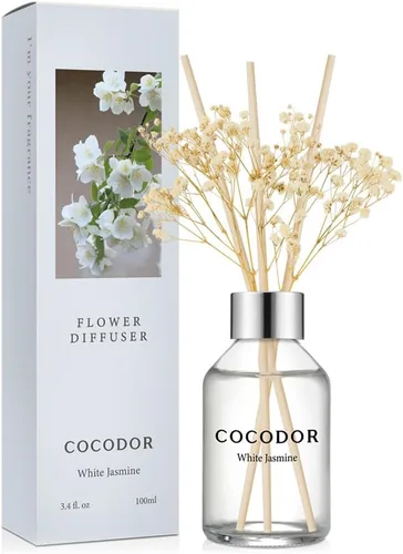 Miniatura 14 de COCODOR Juego de Difusor de Varillas de Junco con Flores / 6.7 oz / Eucalipto Limón / Difusor de Aroma con Varillas Fragancia para el Hogar Difusor