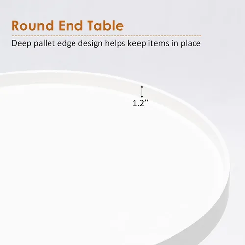 Miniatura 9 de Mesa auxiliar redonda, mesa auxiliar moderna con bandeja de madera anticaída, mesa de centro redonda para sala de estar, dormitorio, color blanco (1)