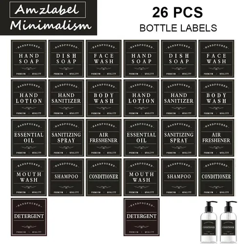 Miniatura 7 de Dispensador de jabón blanco, etiqueta reutilizable para botellas de acondicionador de vidrio y plástico, etiqueta dispensadora de enjuague bucal