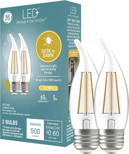 Miniatura 13 de GE LED+ CA11 - Bombillas LED para exteriores del atardecer al amanecer, luces de seguridad automáticas encendido/apagado, luz del día, base Luz