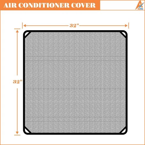 Miniatura 8 de Cubierta de malla superior de aire acondicionado de 32 x 32 pulgadas con cuerdas elásticas y protector de hojas