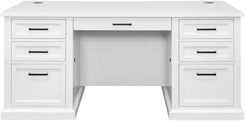 Miniatura 5 de Escritorio ejecutivo moderno de madera para oficina, totalmente montado, color blanco