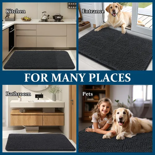 Miniatura 8 de Olanly Tapete para puerta de perro y patas fangosas, absorbe la humedad y la suciedad, antideslizante, lavable, de felpilla de secado rápido