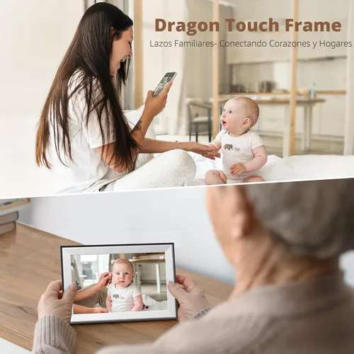 Miniatura 3 de Dragon Touch Marco de fotos digital WIFI de 10.1 pulgadas, pantalla táctil IPS HD de 1280 x 800, marco de fotos digital con pantalla, rotación Negro