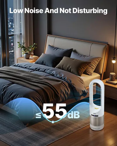 Miniatura 7 de VEVOR Bladeless Tower Fan, High-Velocity Floor Fan, 80° Oscillating with 8 Speeds, Timer, Remote Control for Bedroom, Office, Home