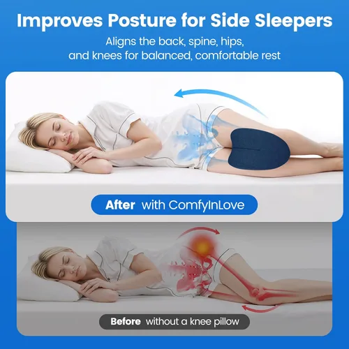Miniatura 4 de Almohada de rodilla para dormir de lado, almohada de espuma viscoelástica de alta densidad para dormir de lado, diseño en forma de corazón para Azul