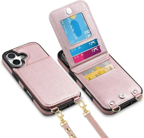 Miniatura 37 de Vofolen Funda para iPhone 11 con tarjetero con bloqueo RFID, correa ajustable, cierre magnético, resistente, a prueba de golpes, funda protectora