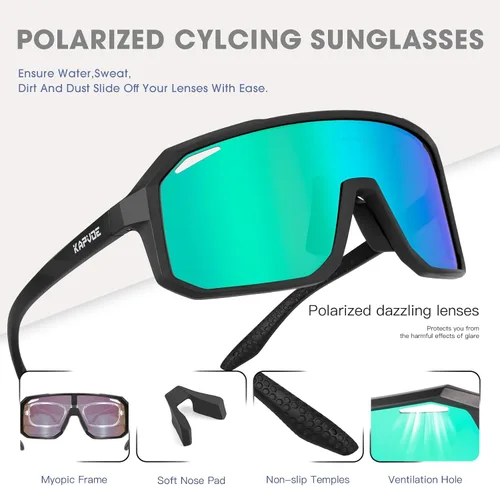 Miniatura 4 de KAPVOE Gafas de sol polarizadas para ciclismo, deportes, UV400, para correr, pesca, béisbol, para hombres y mujeres, K62 Verde