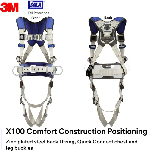 Miniatura 2 de DBI-SALA 3M ExoFit X100 Comfort Construction - Arnés de seguridad de posicionamiento, OSHA, ANSI, 3 conexiones de anillo en D, hebillas de conexión