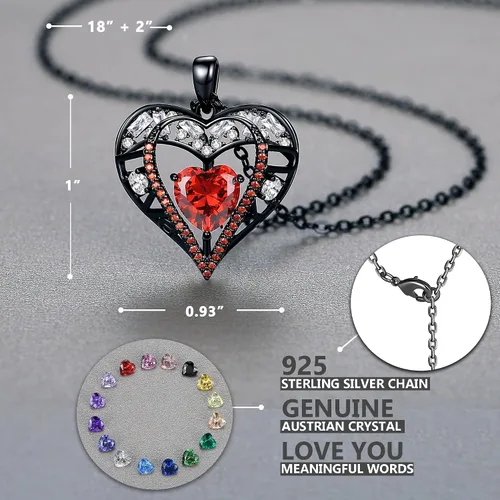 Miniatura 99 de Collar de cristal de 5 corazones, chapado en oro rosa de 18 quilates, colgante con cadena de plata de ley 925 de 18 + 2 pulgadas, joyería de piedra